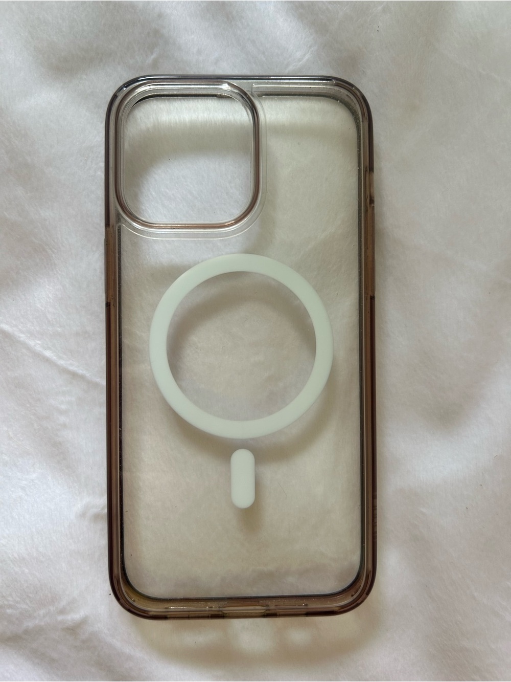 14 Pro Max Clear MagSafe-Compatible Phone Case with White MagSafe Ring